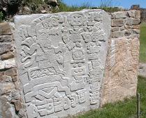 Monte Alban, drawings on the basis of the main pyramid