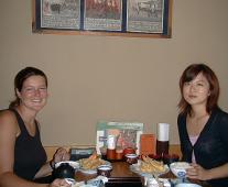 Caro and Makiko ... you can't really see it but we are kneeling around this very low Japanese table
