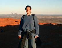 Caro on the top of Ayers Rock (in front of the Olgas)