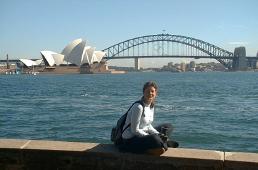 Caro in front of Sydney harbour
