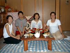 Kawachan, Kennchi, Rieko and Caro ... and some of the many dishes of a Japanese meal !!