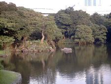 Koishikawa Korakuen gardens; in the background: Tokyo Dome